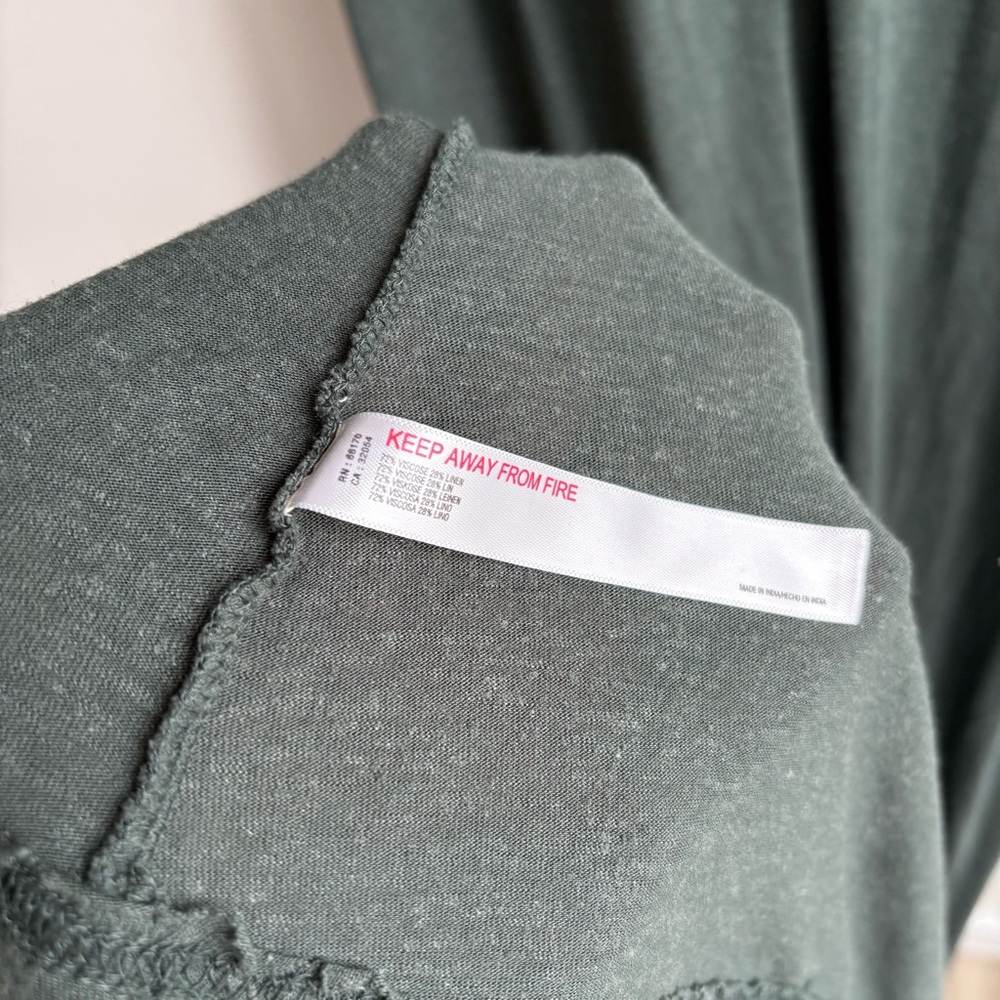 Free People Beach Marina Maxi Dress Size XL Kelp Green Linen Twist Front - Picture 10 of 11